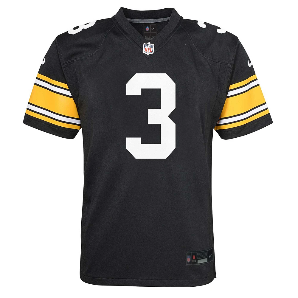 Maillot de jeu joueur alternatif Nike Russell Wilson noir des Steelers Pittsburgh pour jeunes