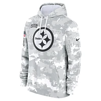 Sweat à capuche Nike blanc/gris pour jeunes Pittsburgh Steelers 2024 Salute To Service