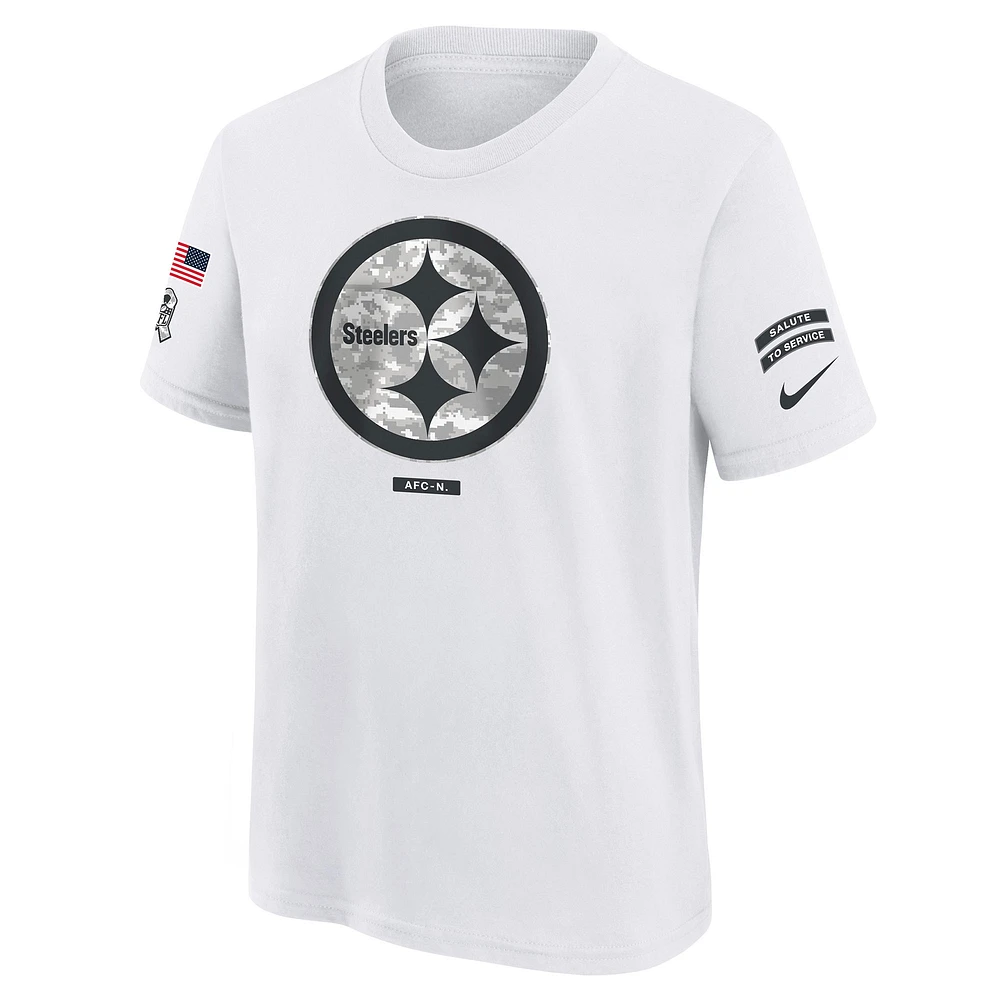 T-shirt Nike blanc pour jeunes Pittsburgh Steelers 2024 Salute To Service