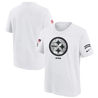 T-shirt Nike blanc pour jeunes Pittsburgh Steelers 2024 Salute To Service