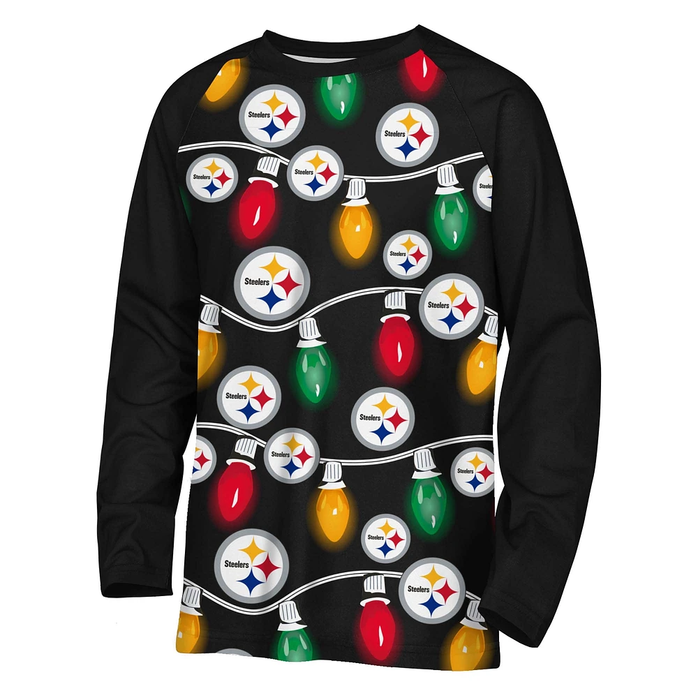 Ensemble pyjama à manches longues Garland Holiday pour jeunes Pittsburgh Steelers