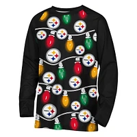 Youth Pittsburgh Steelers Two-Piece Garland Holiday Long Sleeve Pajama Set