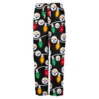 Youth Pittsburgh Steelers Two-Piece Garland Holiday Long Sleeve Pajama Set