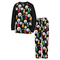 Youth Pittsburgh Steelers Two-Piece Garland Holiday Long Sleeve Pajama Set