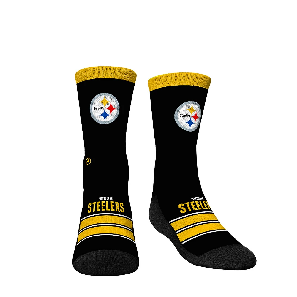 Youth Rock Em Socks Pittsburgh Steelers Gametime Stripe Crew Socks