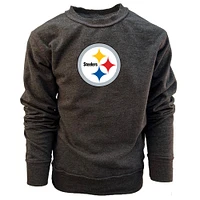 Youth Wes & Willy  Black Pittsburgh Steelers Reversible Fleece Pullover Sweatshirt