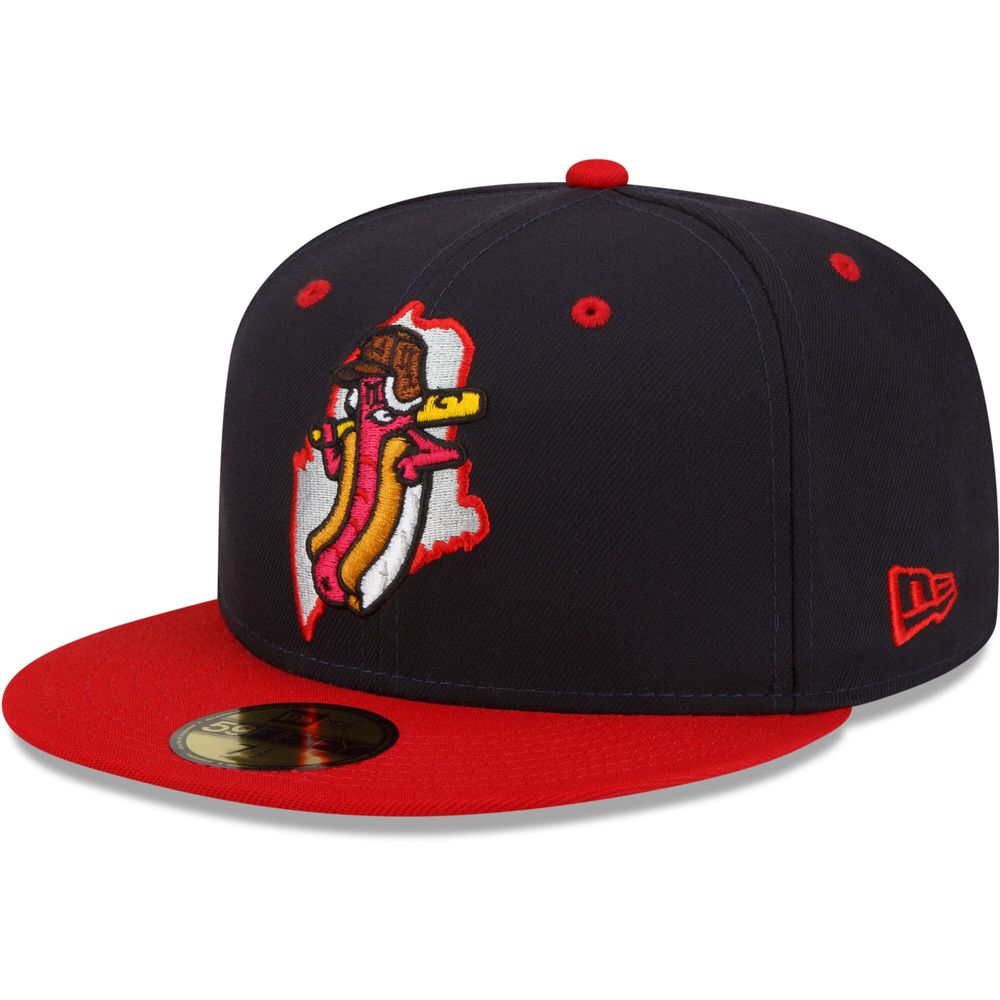 Men's New Era Navy/Red Portland Sea Dogs Theme Night 59FIFTY Fitted Hat