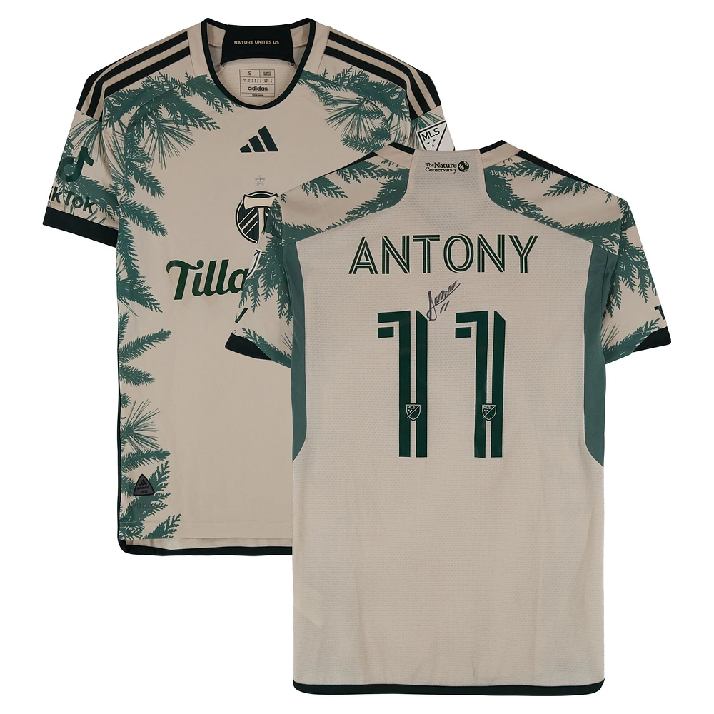 Antony Portland Timbers Autographed Match-Used #11 Tan adidas Jersey from the 2024 MLS Season - Size S