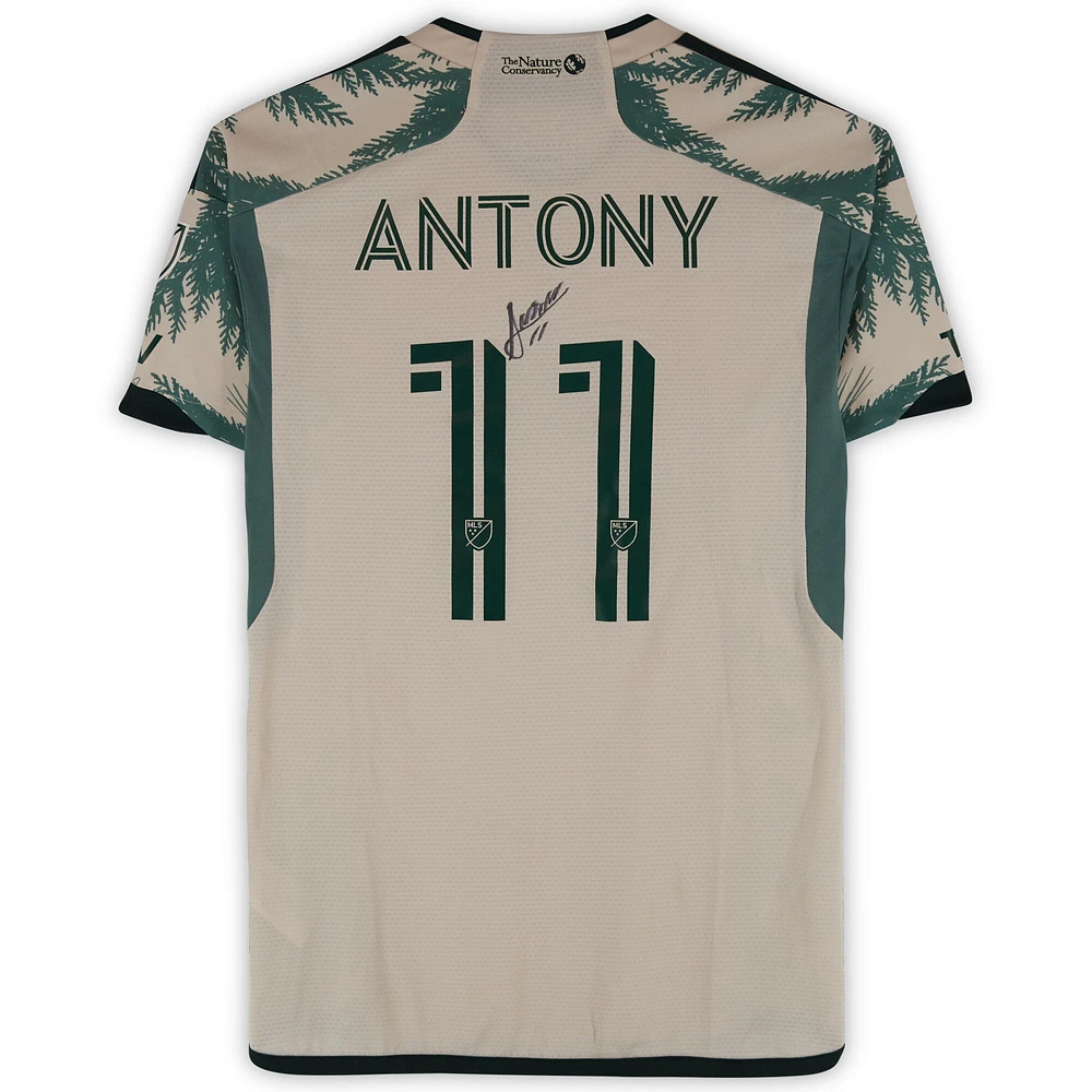 Antony Portland Timbers Autographed Match-Used #11 Tan adidas Jersey from the 2024 MLS Season - Size S