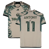 Antony Portland Timbers Autographed Match-Used #11 Tan adidas Jersey from the 2024 MLS Season - Size S
