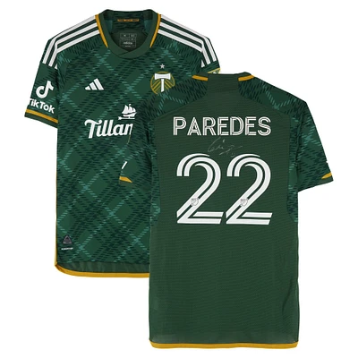 Cristhian Paredes Portland Timbers Autographed Match-Used #22 Green adidas Jersey from the 2024 MLS Season - Size M
