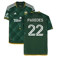 Cristhian Paredes Portland Timbers Autographed Match-Used #22 Green adidas Jersey from the 2024 MLS Season - Size M