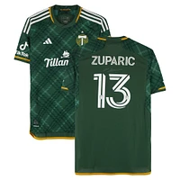 Dario Zuparic Portland Timbers Autographed Match-Used #13 Green adidas Jersey from the 2024 MLS Season - Size L