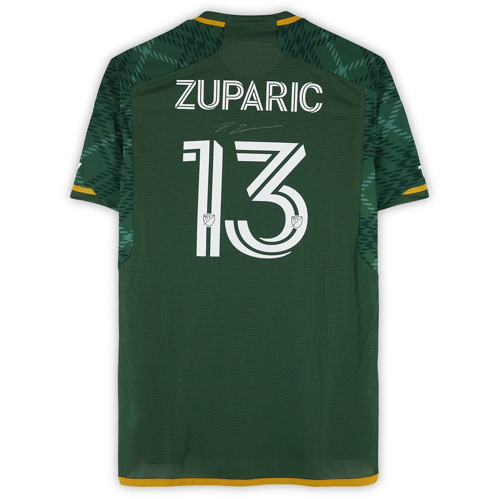 Dario Zuparic Portland Timbers Autographed Match-Used #13 Green adidas Jersey from the 2024 MLS Season - Size L