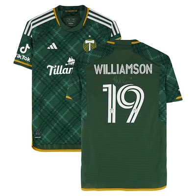 Eryk Williamson Portland Timbers Autographed Match-Used #19 Green adidas Jersey from the 2024 MLS Season - Size M