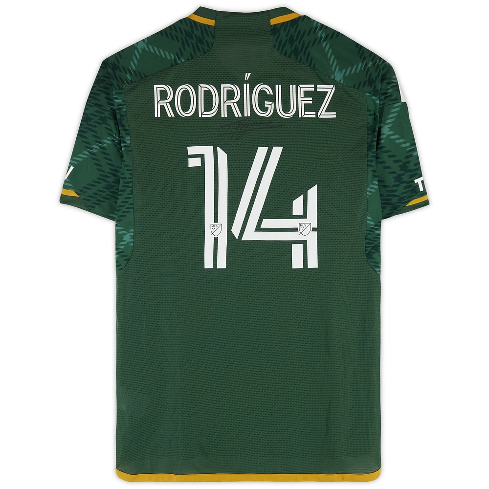Jonathan Rodríguez Portland Timbers Autographed Match-Used #14 Green adidas Jersey from the 2024 MLS Season - Size M