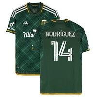 Jonathan Rodríguez Portland Timbers Autographed Match-Used #14 Green adidas Jersey from the 2024 MLS Season - Size M