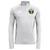 Men's adidas  Silver Portland Timbers 2025 Quarter-Zip Long Sleeve Training Top