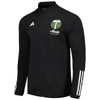 Haut d'entraînement à glissière intégrale adidas Portland Timbers 2023 On-Field AEROREADY pour homme Noir