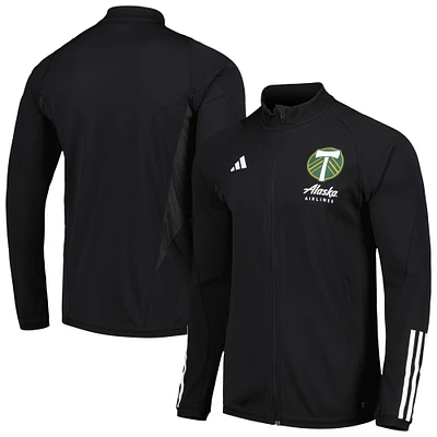 Haut d'entraînement à glissière intégrale adidas Portland Timbers 2023 On-Field AEROREADY pour homme Noir