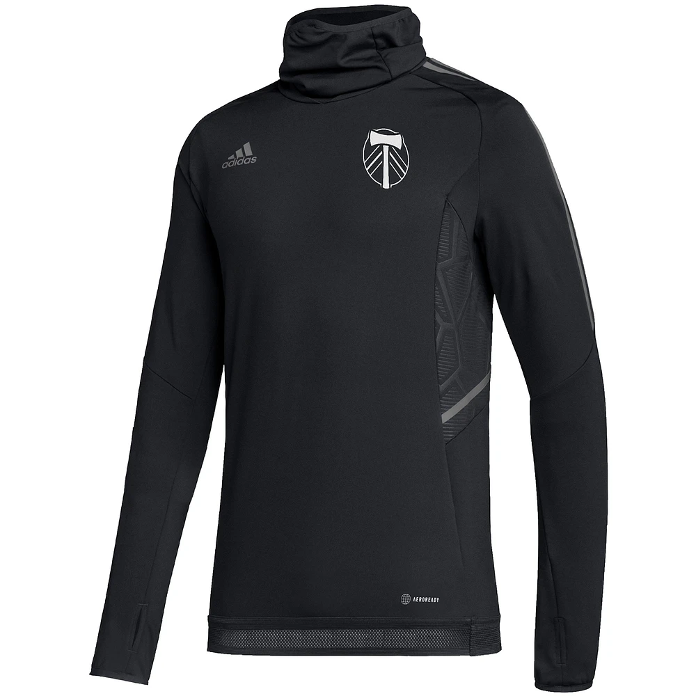 Men's adidas Black Portland Timbers COLD.RDY Raglan Warmup Pullover Jacket