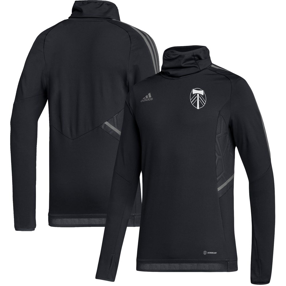 Men's adidas Black Portland Timbers COLD.RDY Raglan Warmup Pullover Jacket