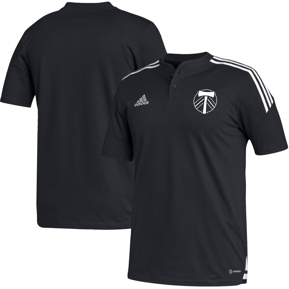 Men's adidas Black Portland Timbers Henley AEROREADY Polo