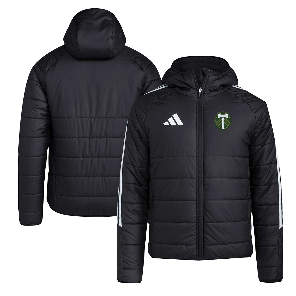 Men's adidas Black Portland Timbers Tiro 24 Full-Zip Winter Hoodie Jacket