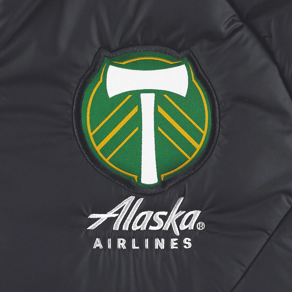 Sweat à capuche et zip intégral raglan adidas Portland Timbers Winter pour homme, noir