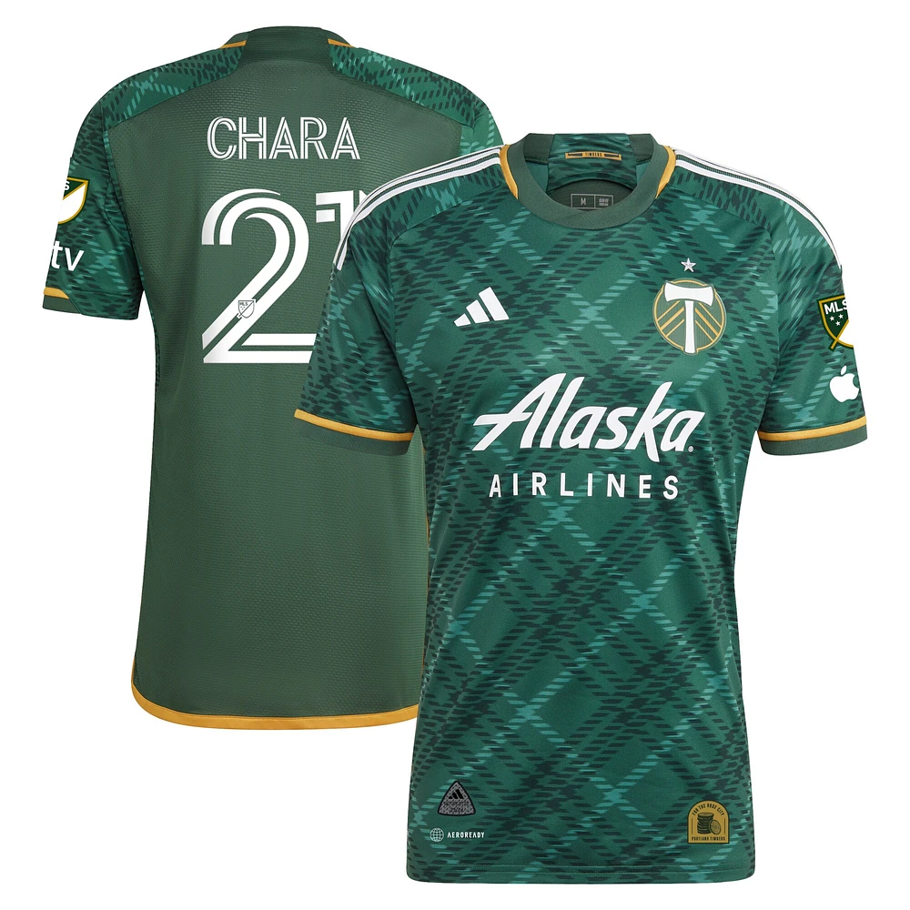 Adidas Diego Chara Green Portland Timbers 2023 Plaid Kit Authentique Maillot Homme