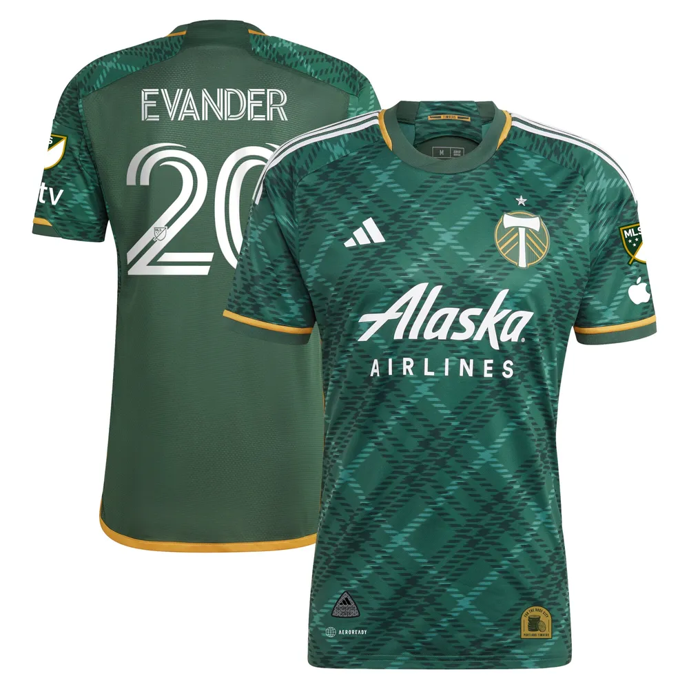 Men's adidas Evander Green Portland Timbers 2023 Plaid Kit Authentic Jersey