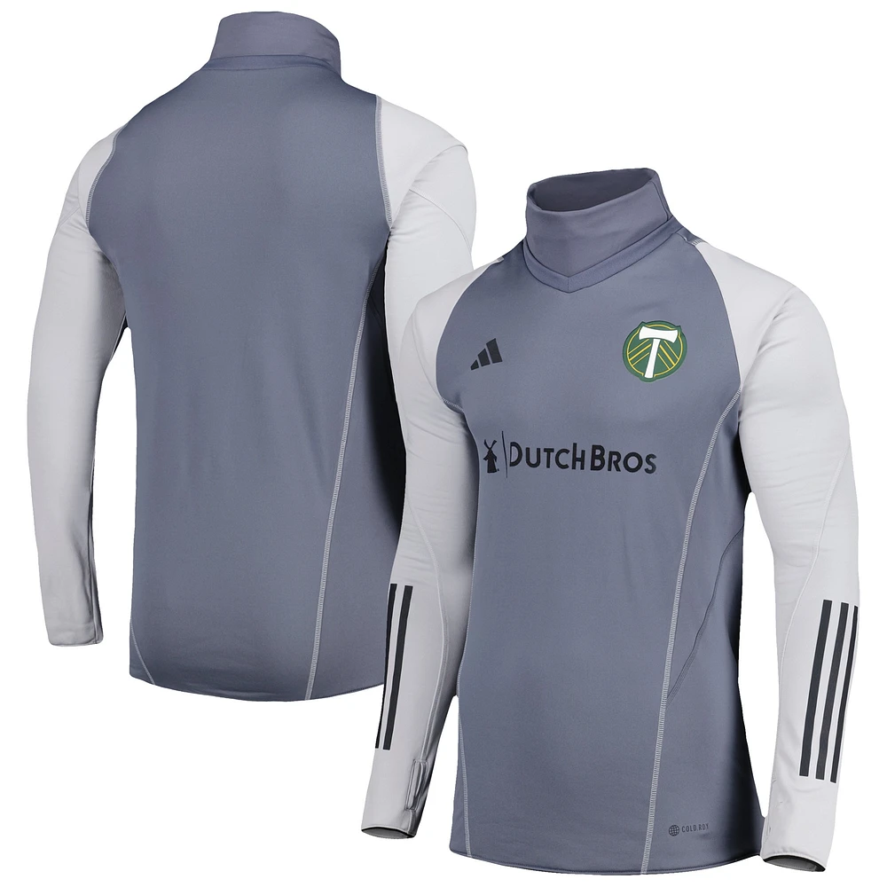 Men's adidas Gray Portland Timbers Warm Raglan COLD.RDY Top