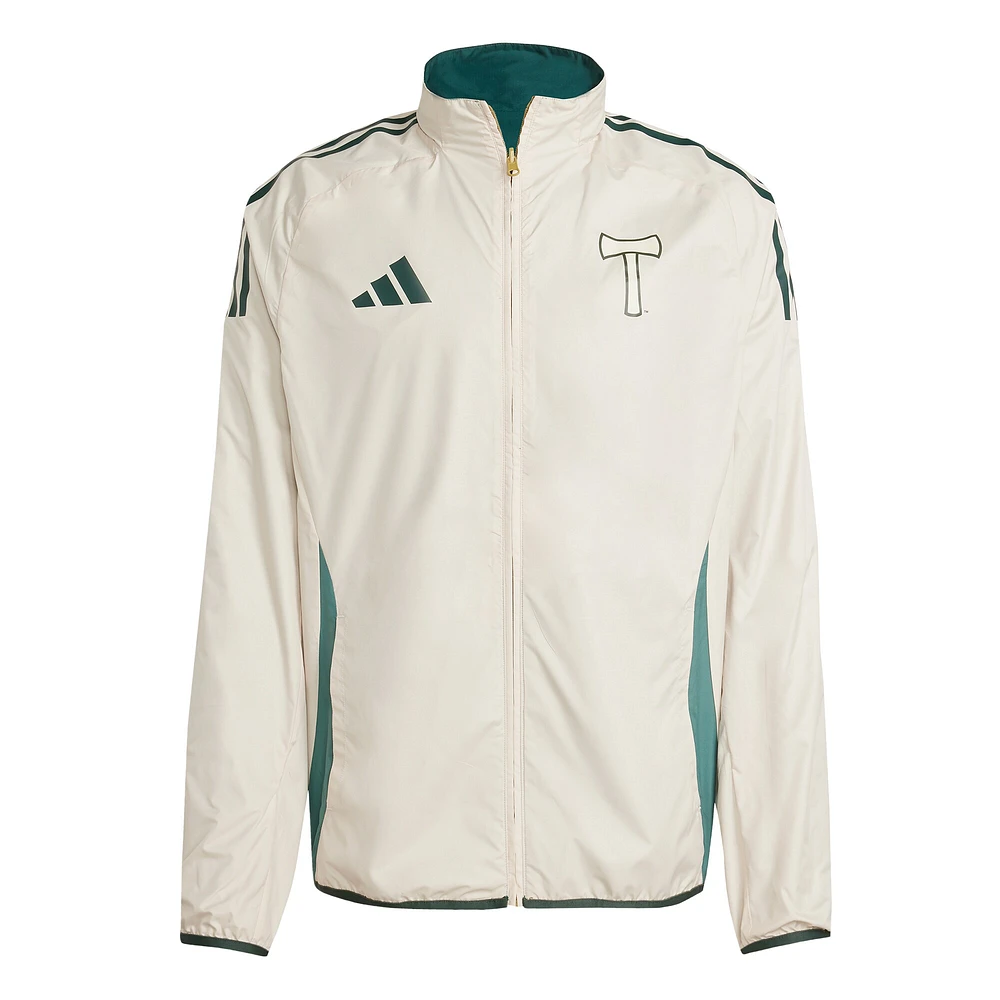 Men's adidas Green/White Portland Timbers 2025 Anthem Reversible Full-Zip Jacket
