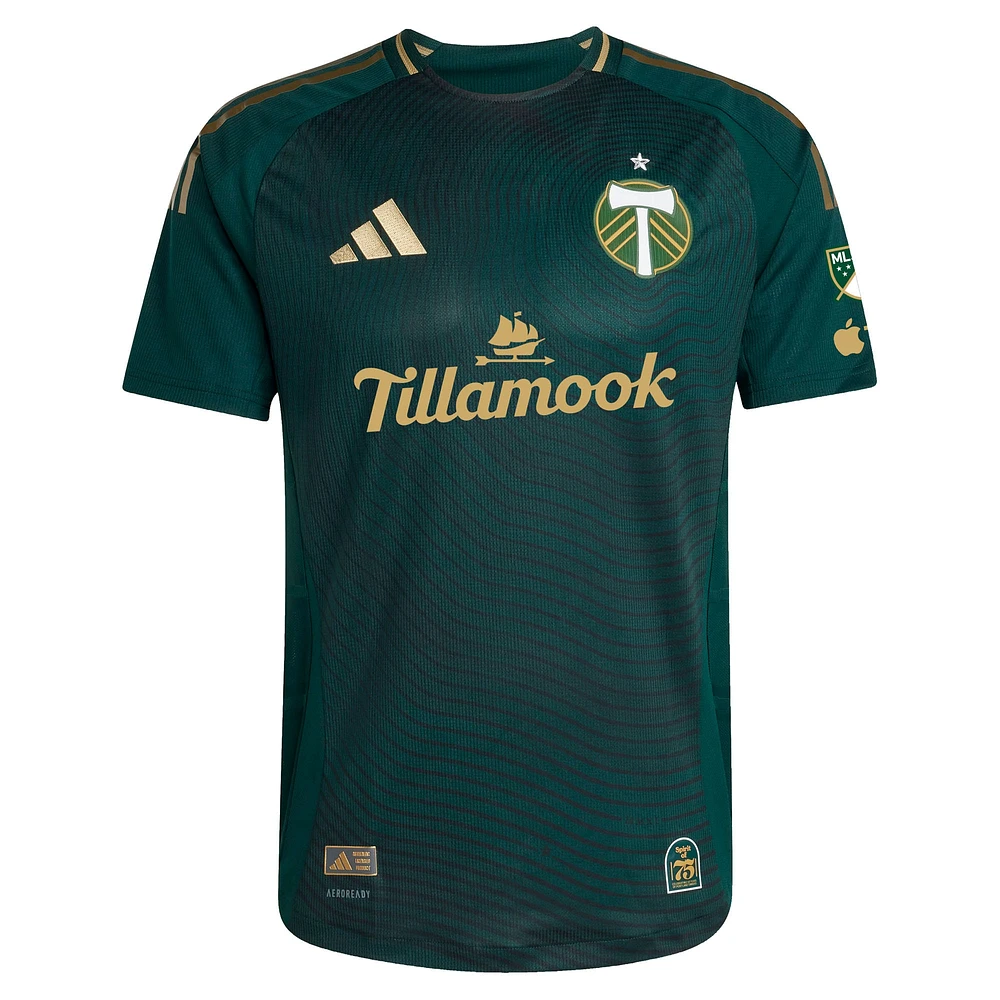 Maillot adidas Portland Timbers 2025 Forever Green & Gold Authentic pour homme