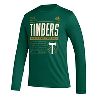 T-shirt AEROREADY à manches longues adidas Portland Timbers Club DNA vert pour homme