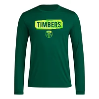 T-shirt vert à manches longues adidas Portland Timbers Local Pop AEROREADY pour hommes