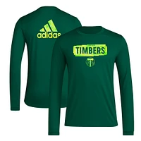 T-shirt vert à manches longues adidas Portland Timbers Local Pop AEROREADY pour hommes