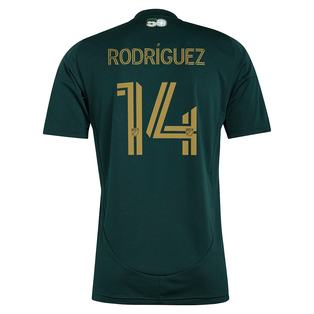 Men's adidas Jonathan Rodríguez Green Portland Timbers 2025 Forever & Gold Replica Player Jersey