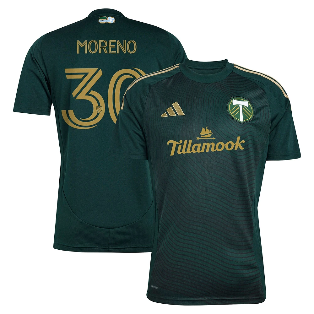 Men's adidas Santiago Moreno Green Portland Timbers 2025 Forever & Gold Replica Player Jersey