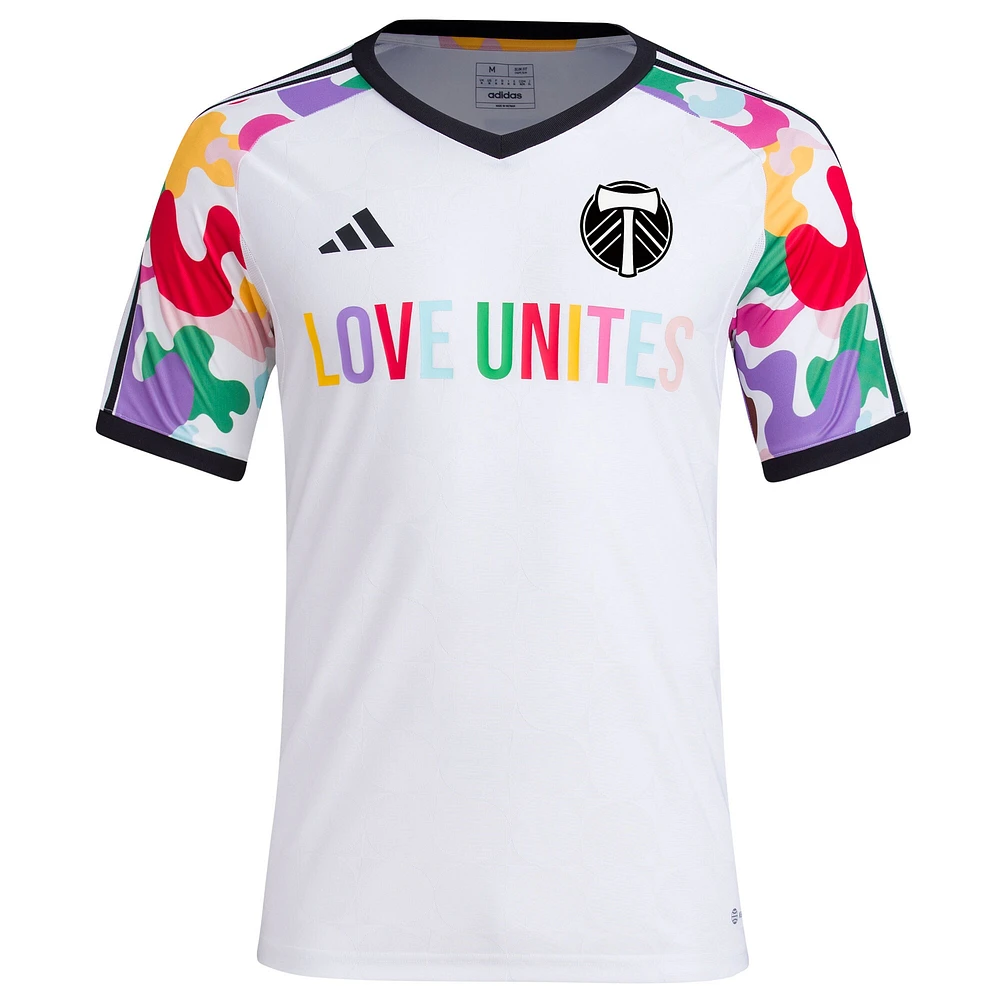 Haut d'avant-match adidas Portland Timbers 2023 Pride pour homme, blanc