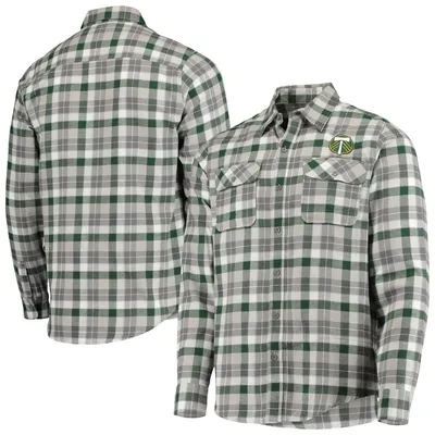 Portland Timbers Antigua Ease Flannel Long Sleeve Button-Up Shirt - Green/Gray