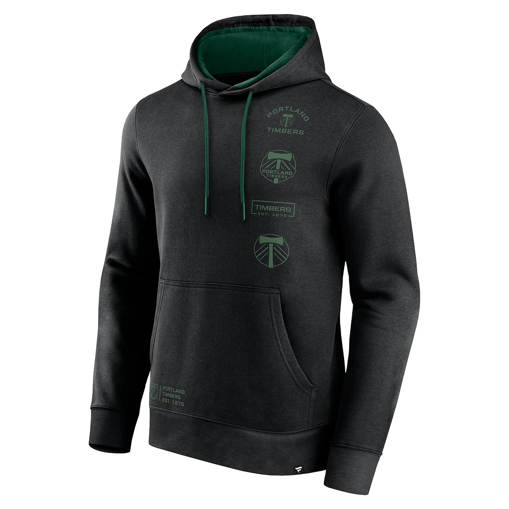 Men's Fanatics Black Portland Timbers Halftime Pullover Hoodie