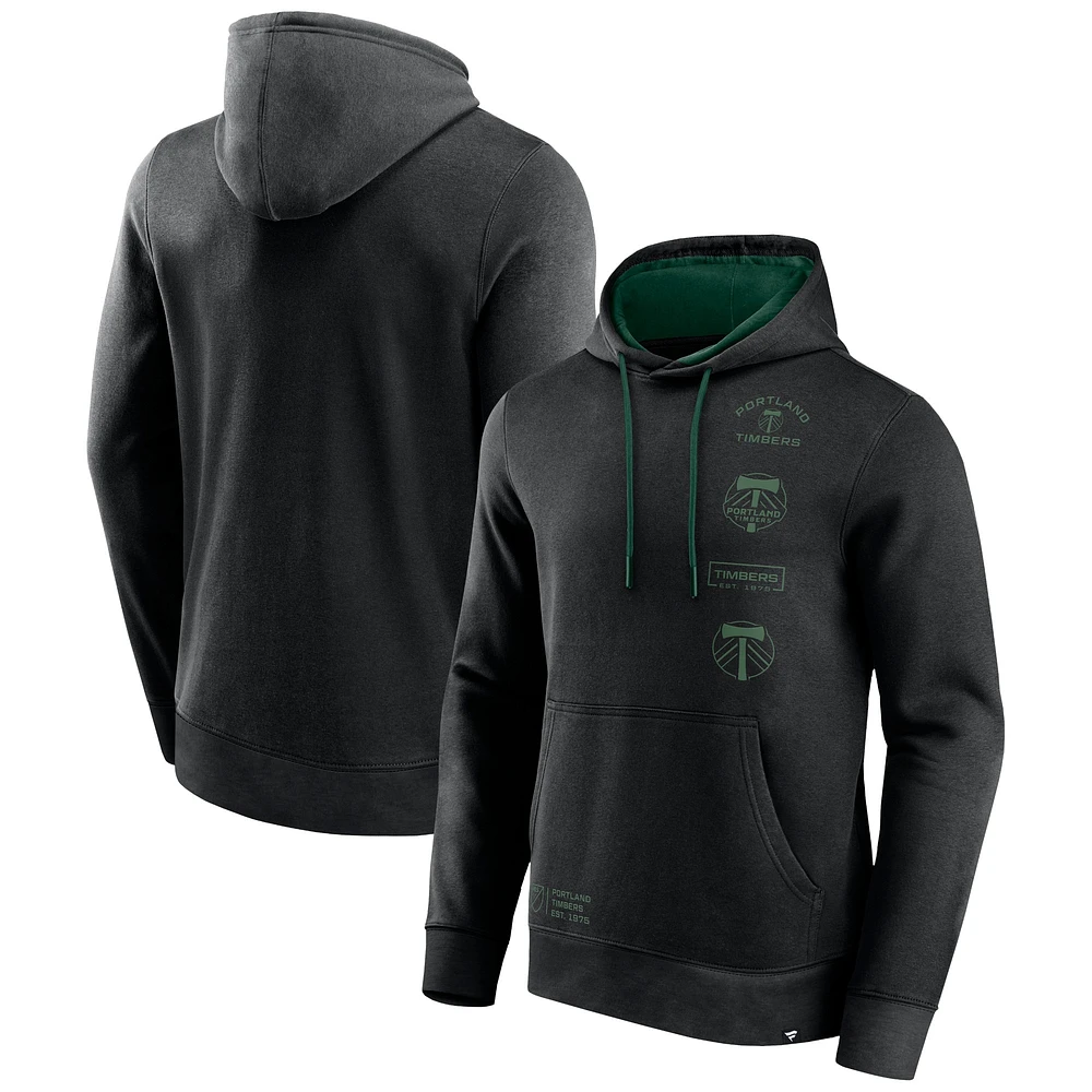 Men's Fanatics Black Portland Timbers Halftime Pullover Hoodie