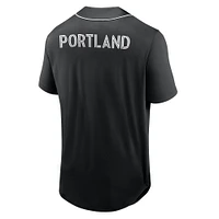 Maillot de baseball boutonné à la mode Portland Timbers troisième période marque Fanatics pour hommes, noir