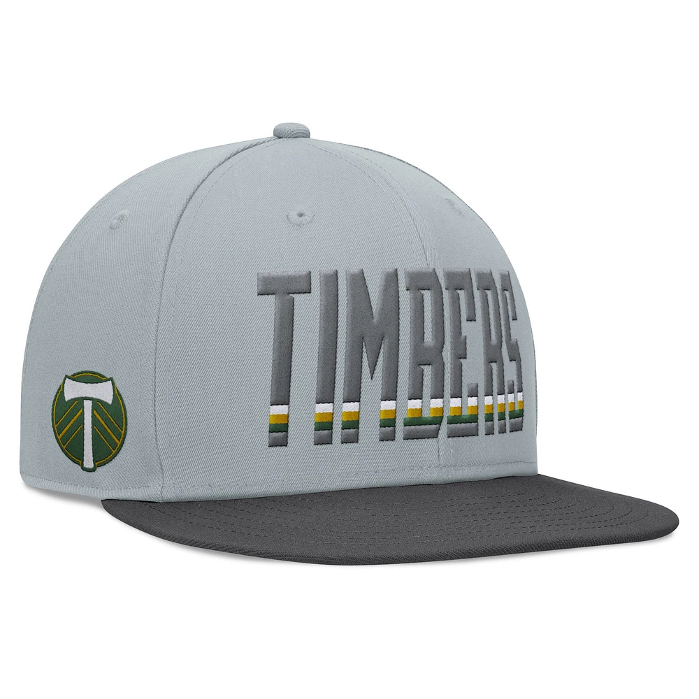 Casquette Snapback grise Portland Timbers Smoke de marque Fanatics pour hommes