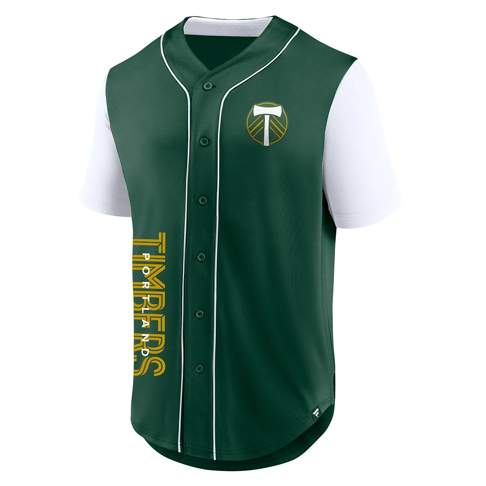 Men's Fanatics Green Portland Timbers Balance Fashion Baseball Jersey