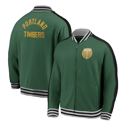 Veste fanatiques verte Portland Timbers Vintage Varsity entièrement zippée pour hommes