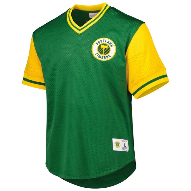 T-shirt à col en V maille vert Portland Timbers Mitchell & Ness pour homme