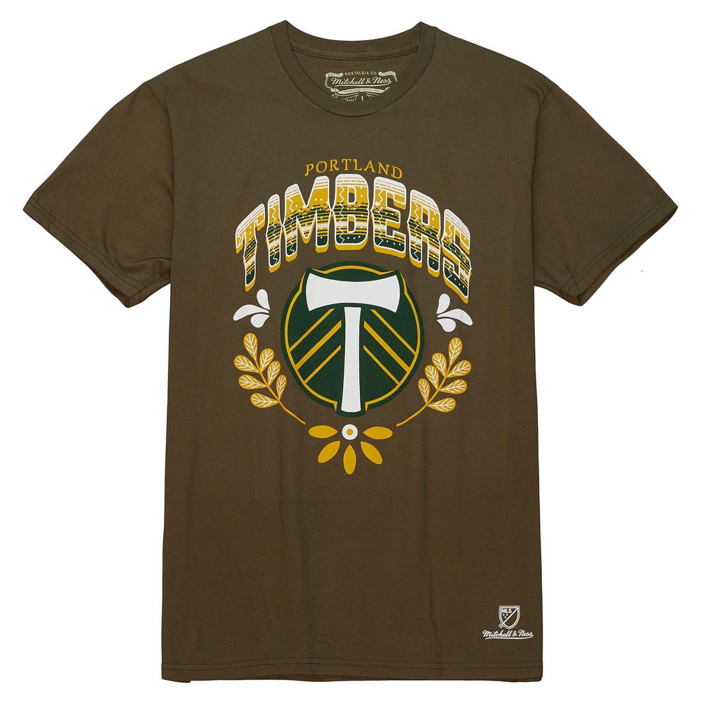 Men's Mitchell & Ness Olive Portland Timbers Serape T-Shirt