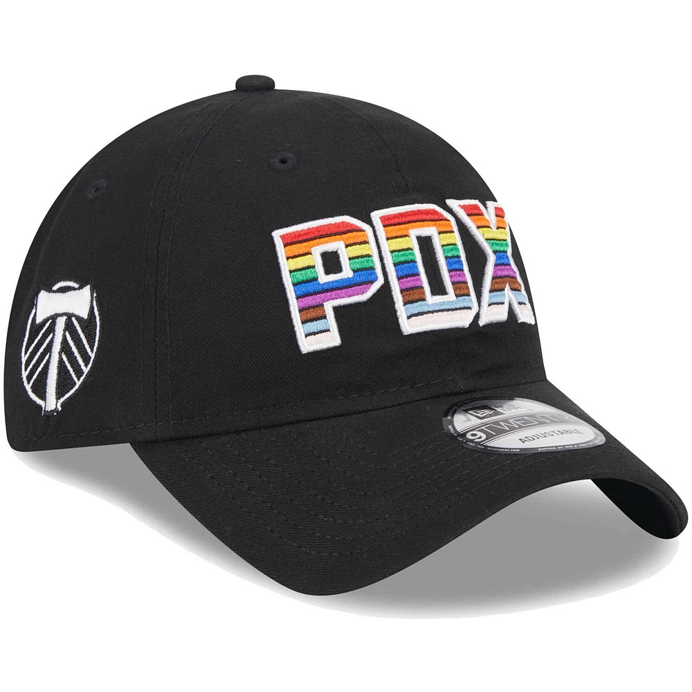 Casquette ajustable 9TWENTY Portland Timbers Pride New Era pour homme, noire